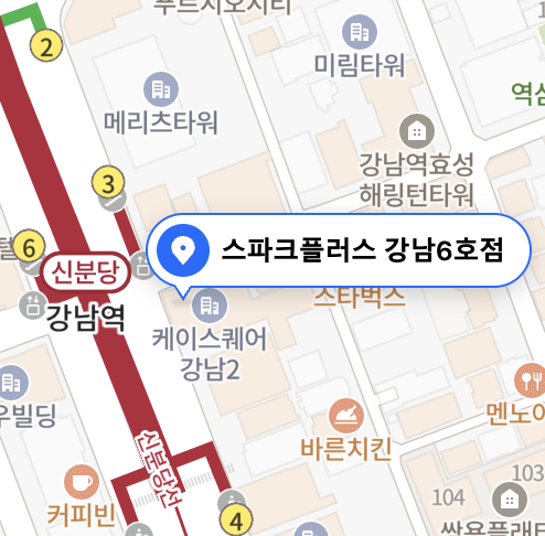 스파크플러스 강남6호점 실제 위치 지도 이미지